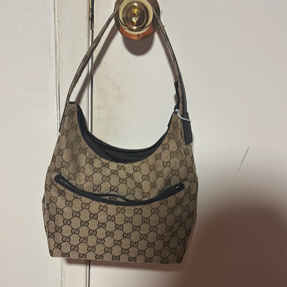 Gucci Brown and Black Shoulder Bag with Checkered Pattern